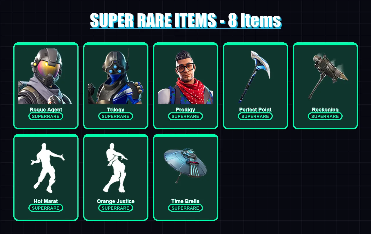 [PS4/PS5/XBOX/PC] | Rogue Agent | Trilogy | Prodigy | Drift | Mandalorian | 87 skin | 108 pickaxe | 75 emote | 118 glider | Lv1680