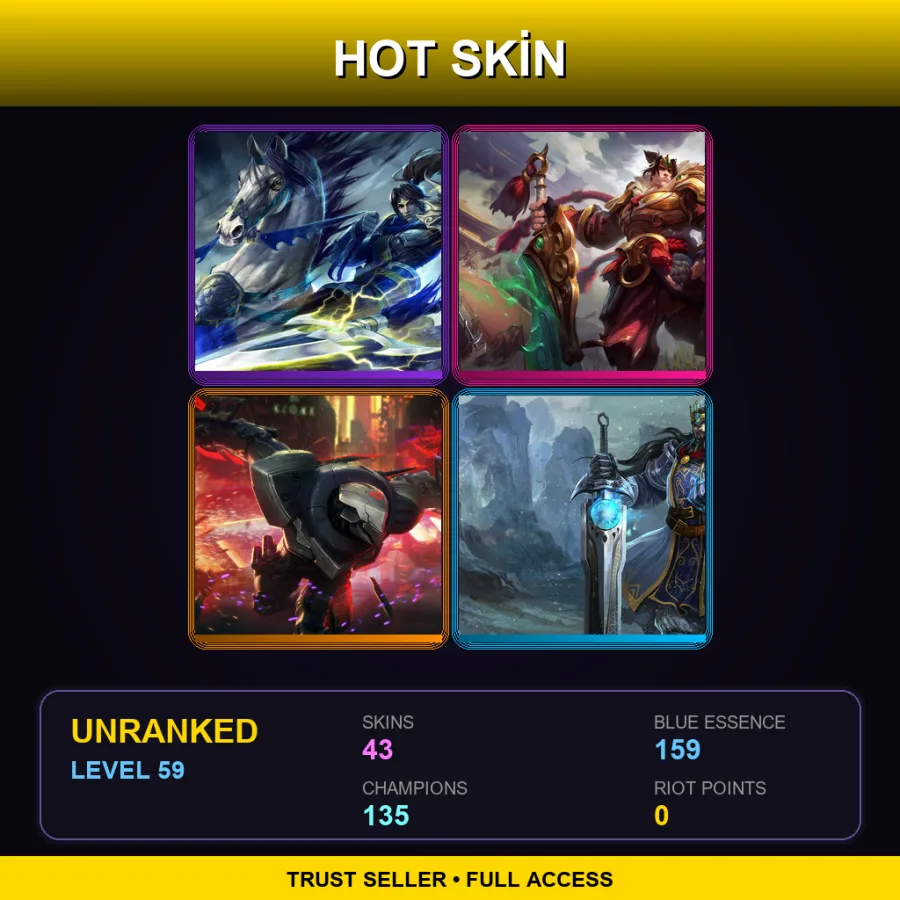 VN | Lv59 | Unranked | 43 Skin | 135 Champ — Beast Hunter Tryndamere