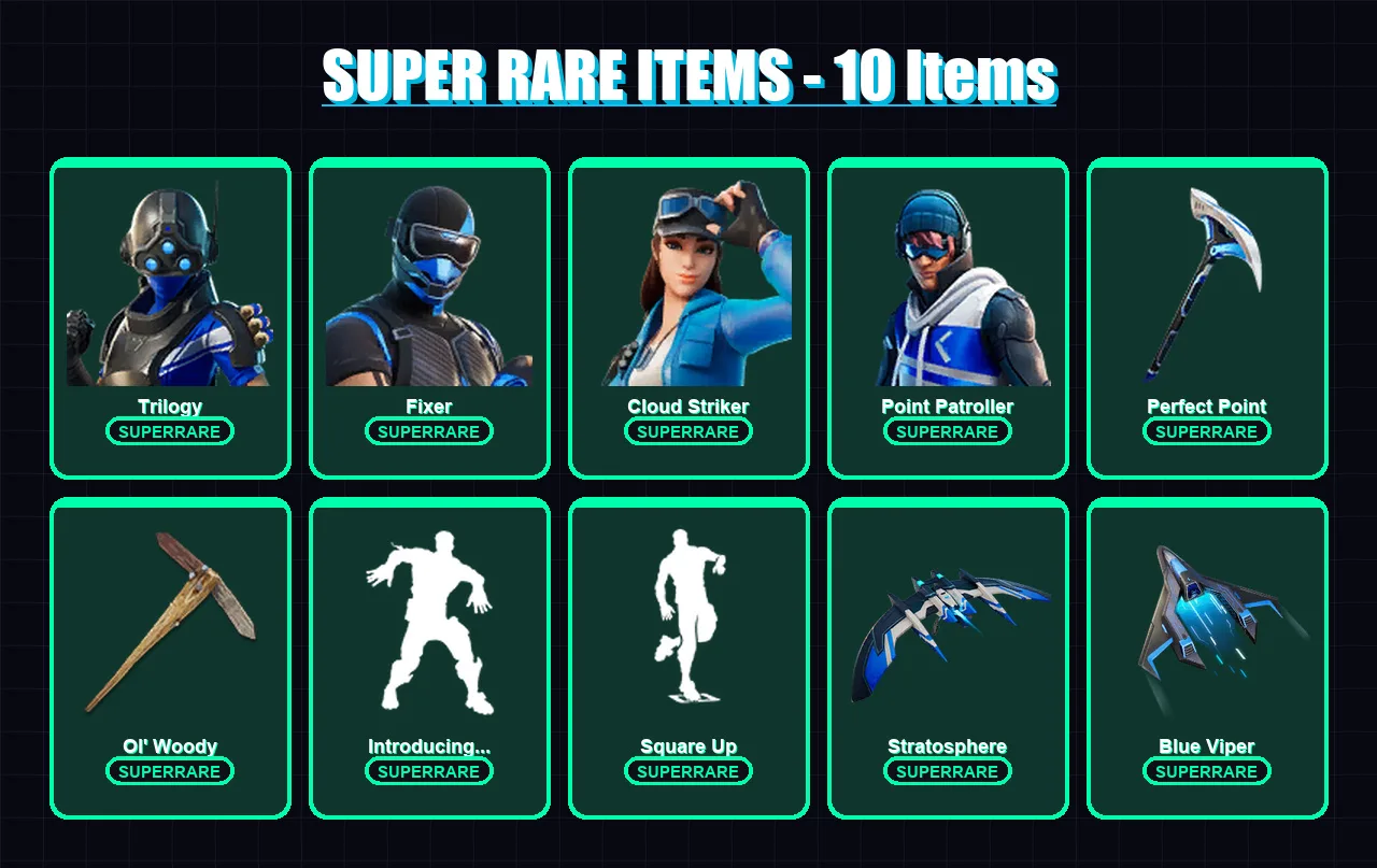 [PS4/PS5/XBOX/PC] | Trilogy | Fixer | Cloud Striker | Point Patroller | Deadpool | 98 skin | 134 pickaxe | 105 emote | 100 glider | Lv1921