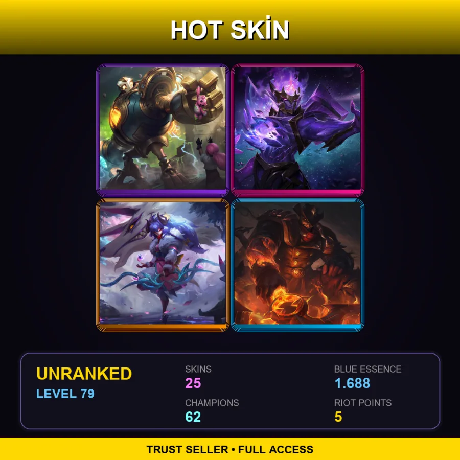 LAS | Lv79 | Unranked | 25 Skin | 62 Champ — Skt T1 Nami
