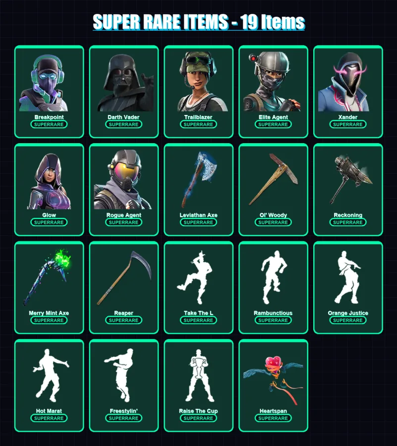 [PC/XBOX] | Breakpoint | Darth Vader | Trailblazer | Elite Agent | Xander | 349 skin | 298 pickaxe | 282 emote | 215 glider | Lv3493