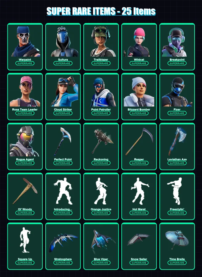 [PS4/PS5/XBOX/PC] | Warpaint | Sultura | Trailblazer | Wildcat | Breakpoint | 245 skin | 208 pickaxe | 187 emote | 162 glider | Lv2072
