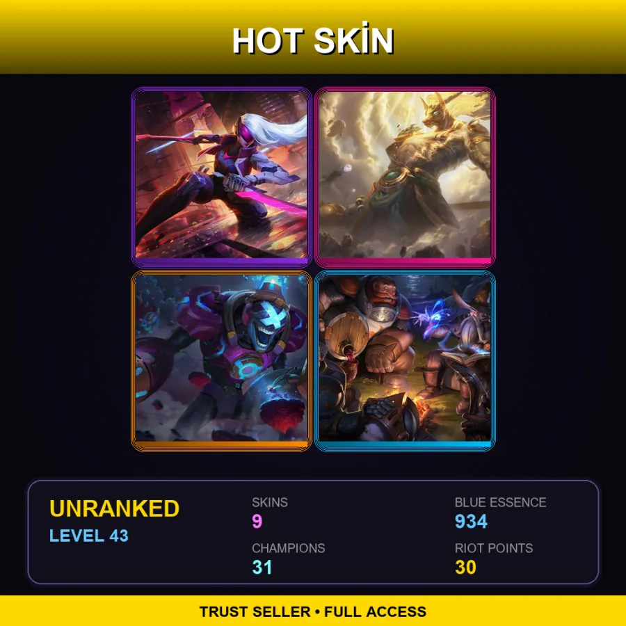 LAN | Lv43 | Unranked | 9 Skin | 31 Champ