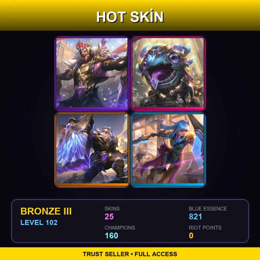 EUNE | Lv102 | Bronze III | 25 Skin | 160 Champ