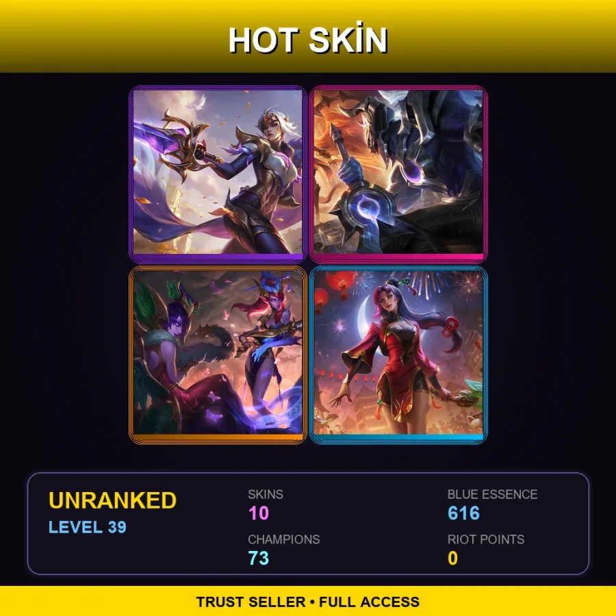 EUW | Lv39 | Unranked | 10 Skin | 73 Champ