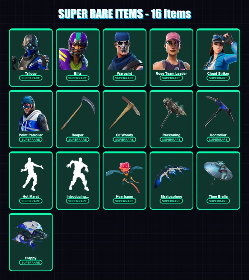 [SWITCH/XBOX/PC] | Trilogy | Blitz | Warpaint | Rose Team Leader | Cloud Striker | 60 skin | 49 pickaxe | 54 emote | 54 glider | Lv784 — Fortnite account