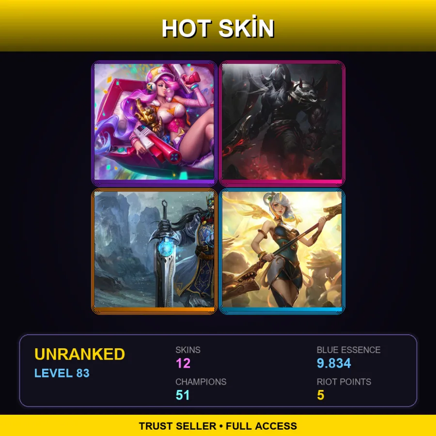 EUNE | Lv83 | Unranked | 12 Skin | 51 Champ — LoL account
