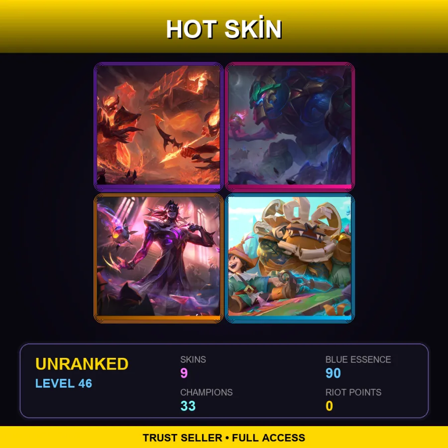 LAS | Lv46 | Unranked | 9 Skin | 33 Champ — LoL account