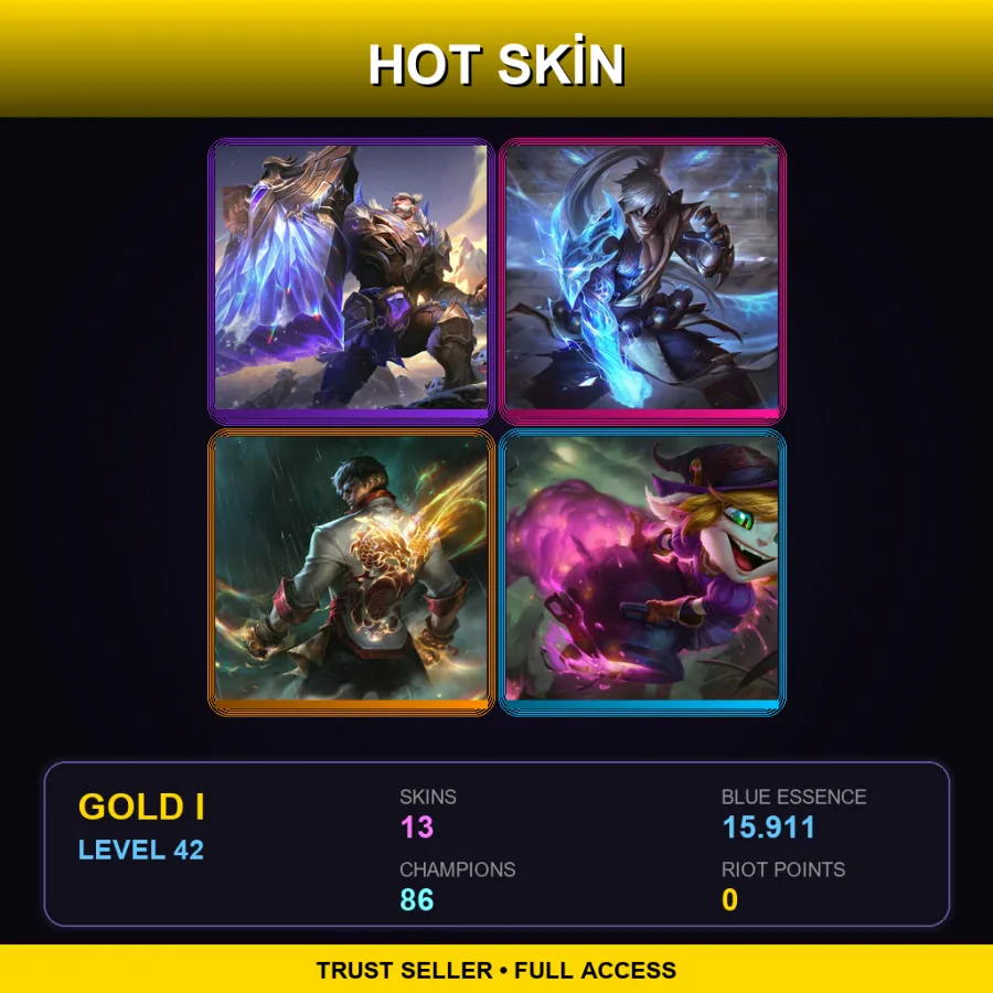 EUW | Lv42 | Gold I | 13 Skin | 86 Champ