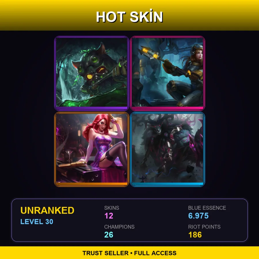 SG | Lv30 | Unranked | 12 Skin | 26 Champ — LoL account