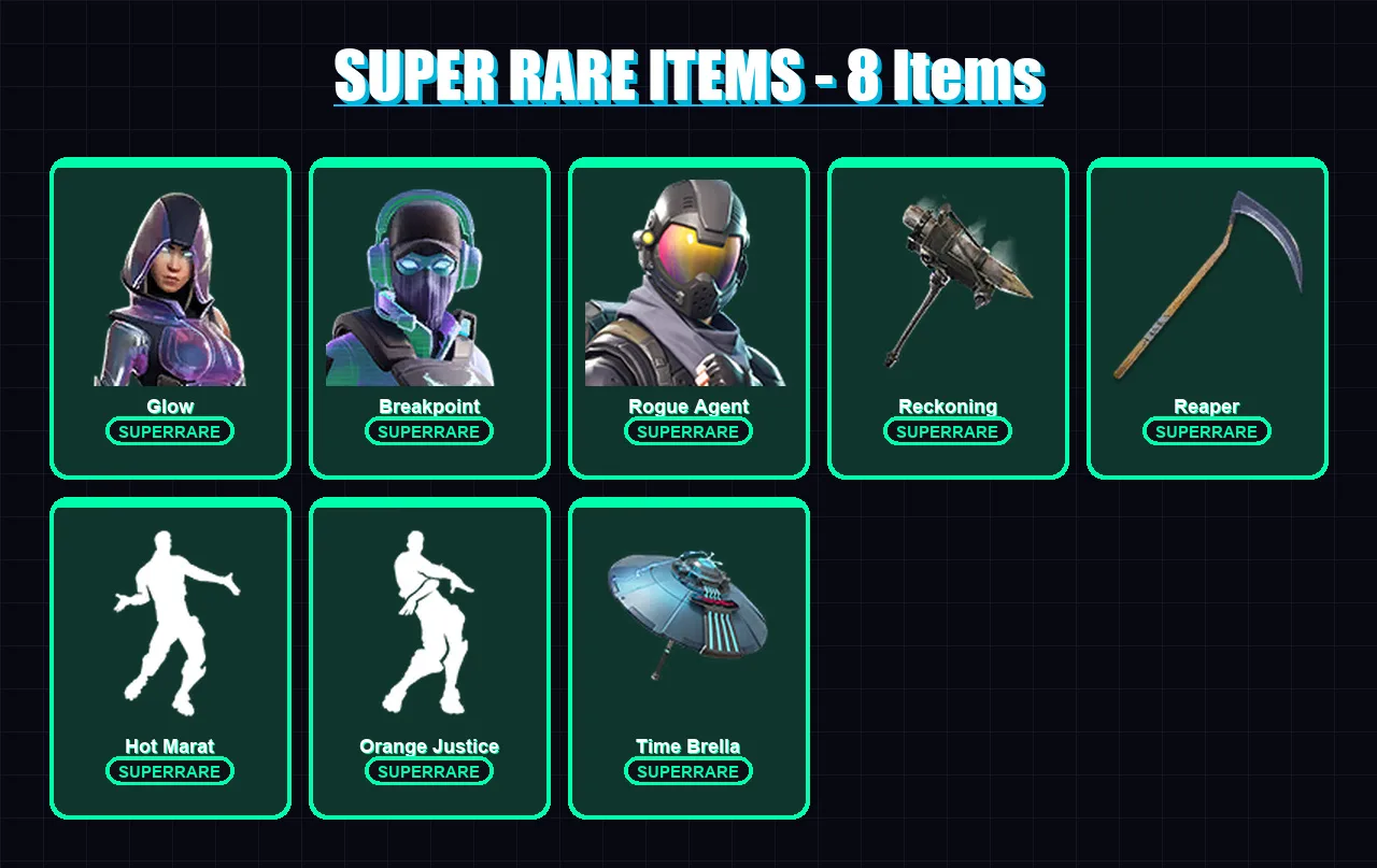 [PC/XBOX] | Glow | Breakpoint | Rogue Agent | Ronin | Blackheart | 189 skin | 202 pickaxe | 147 emote | 181 glider | Lv2854