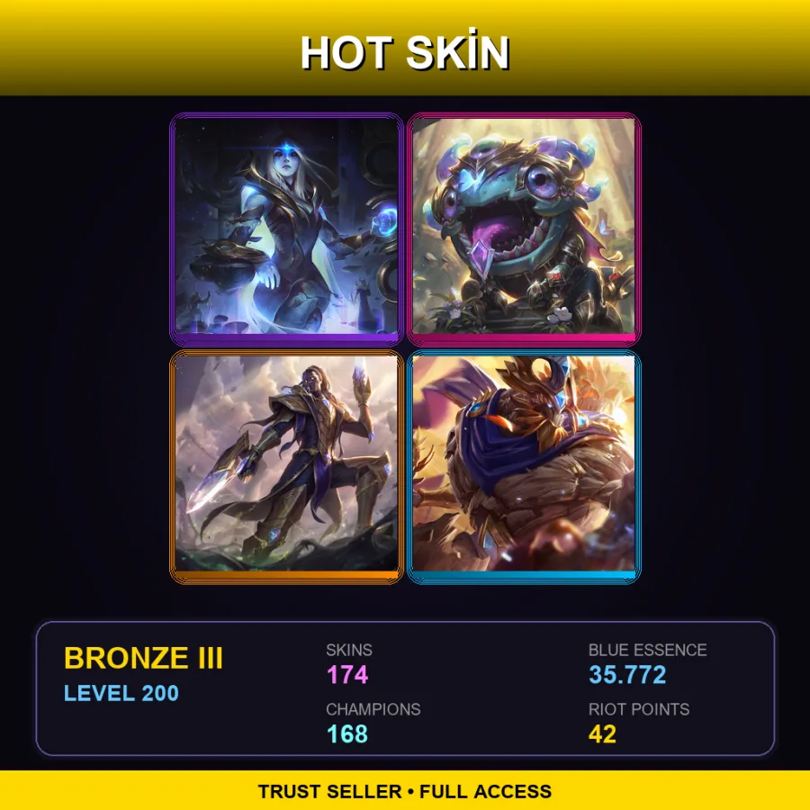 VN | Lv200 | Bronze III | 174 Skin | 168 Champ — LoL account