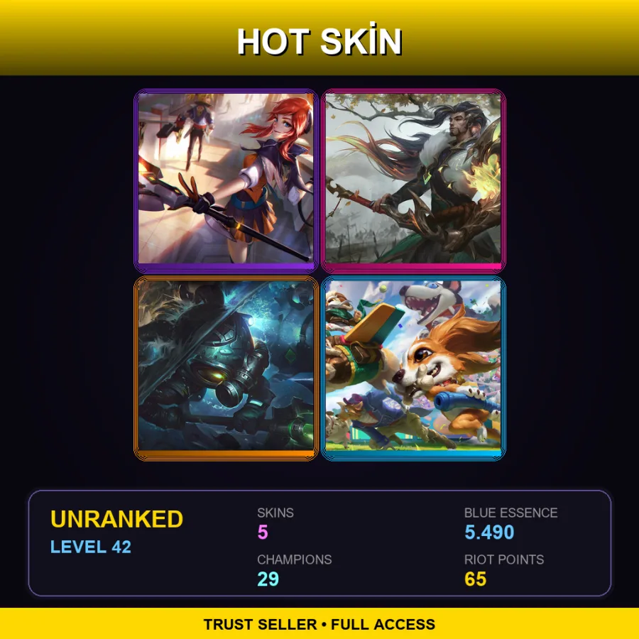 TR | Lv42 | Unranked | 5 Skin | 29 Champ