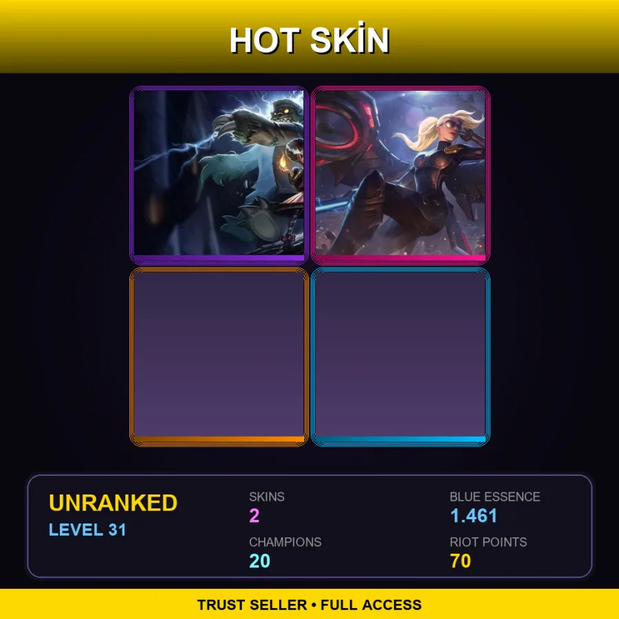 EUW | FrankenTibbers Annie | Riot Kayle | 2 Skin | 20 Champ | Lv31