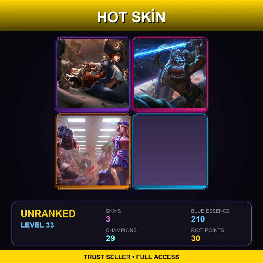 EUW | Lv33 | Unranked | 3 Skin | 29 Champ