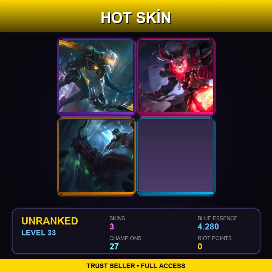 NA | Lv33 | Unranked | 3 Skin | 27 Champ