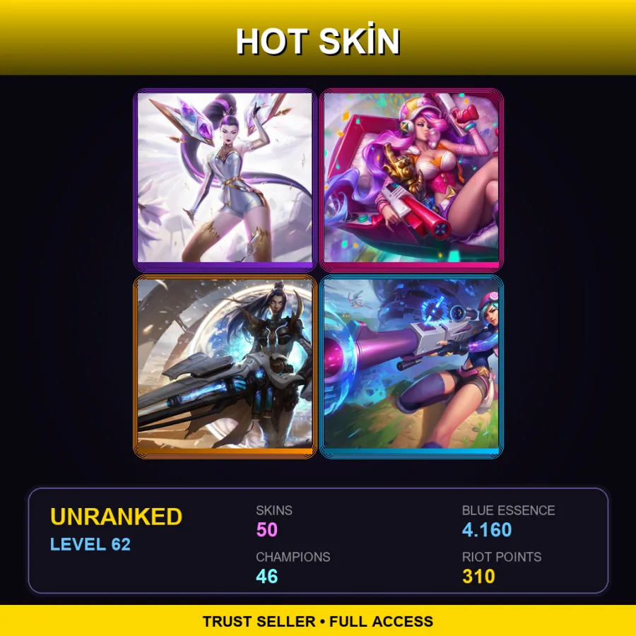 NA | Lv62 | Unranked | 50 Skin | 46 Champ