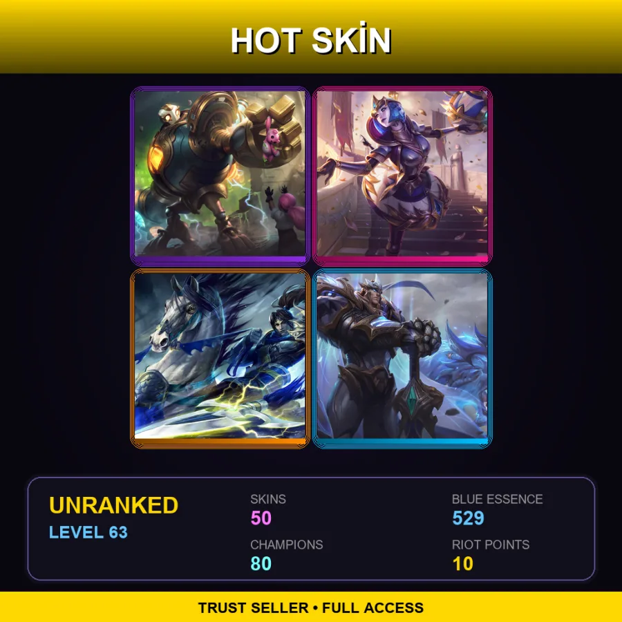 LAN | Lv63 | Unranked | 50 Skin | 80 Champ