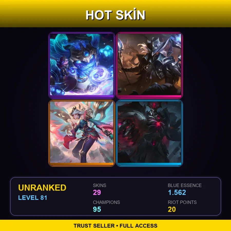 VN | Lv81 | Unranked | 29 Skin | 95 Champ — LoL account