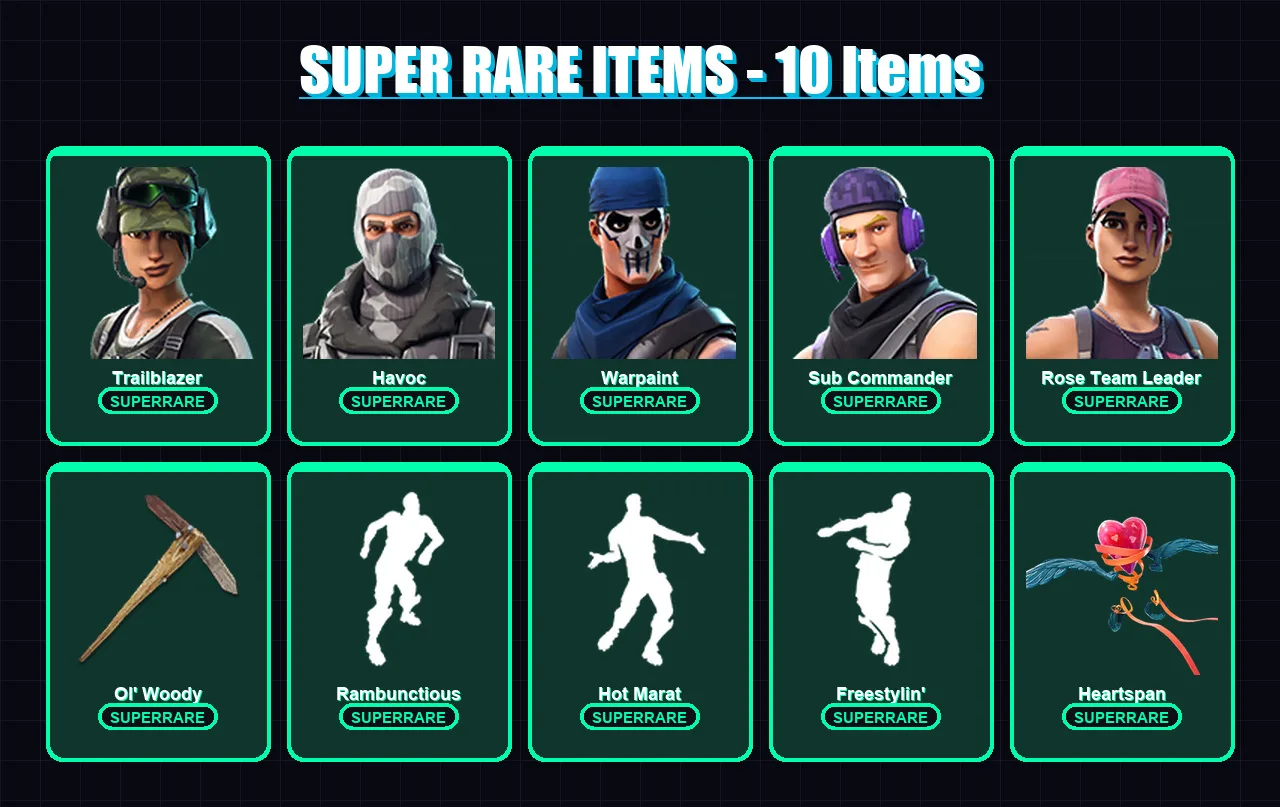 [PC/XBOX/PSN] | Trailblazer | Havoc | Warpaint | Sub Commander | Rose Team Leader | 25 skin | 17 pickaxe | 25 emote | 22 glider | Lv219