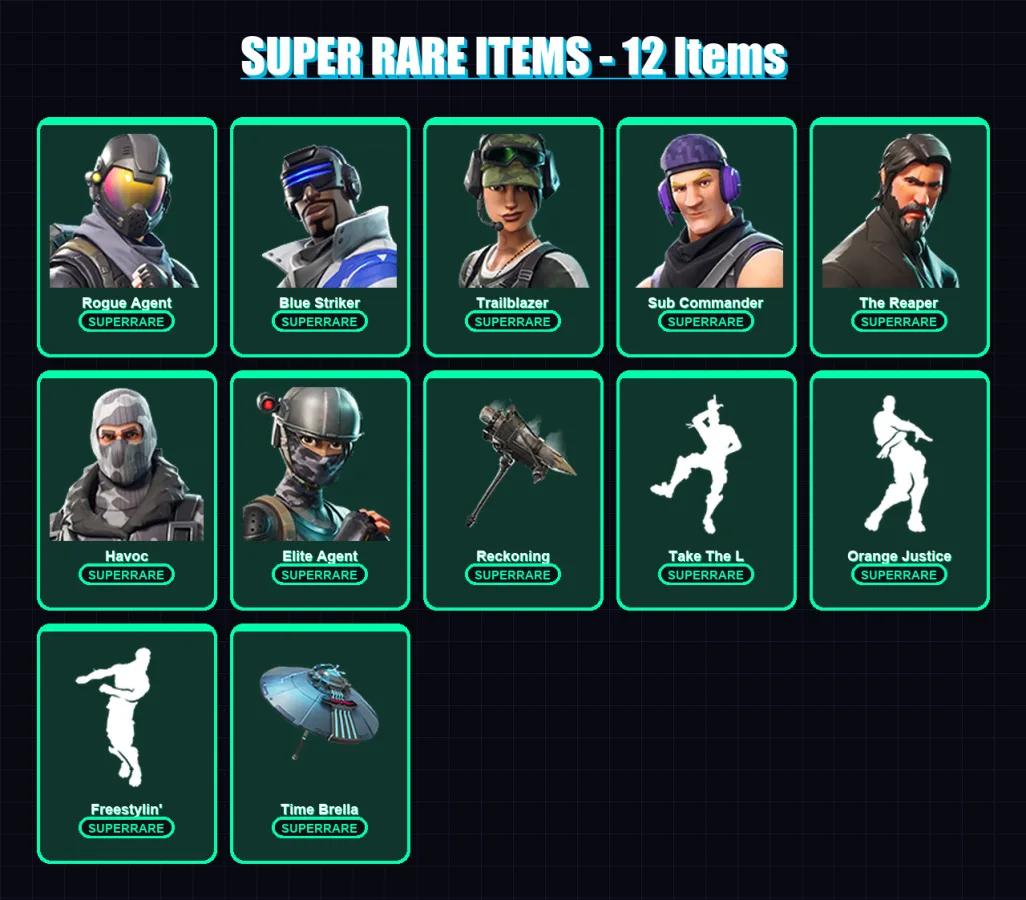 [PS4/PS5/XBOX/PC] | Rogue Agent | Blue Striker | Trailblazer | Sub Commander | The Reaper | 33 skin | 22 pickaxe | 28 emote | 22 glider | Lv340 — Fortnite account