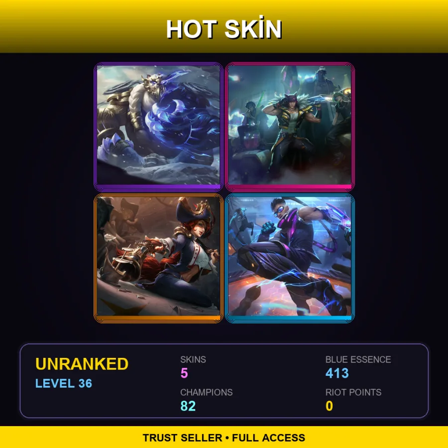 TR | Lv36 | Unranked | 5 Skin | 82 Champ