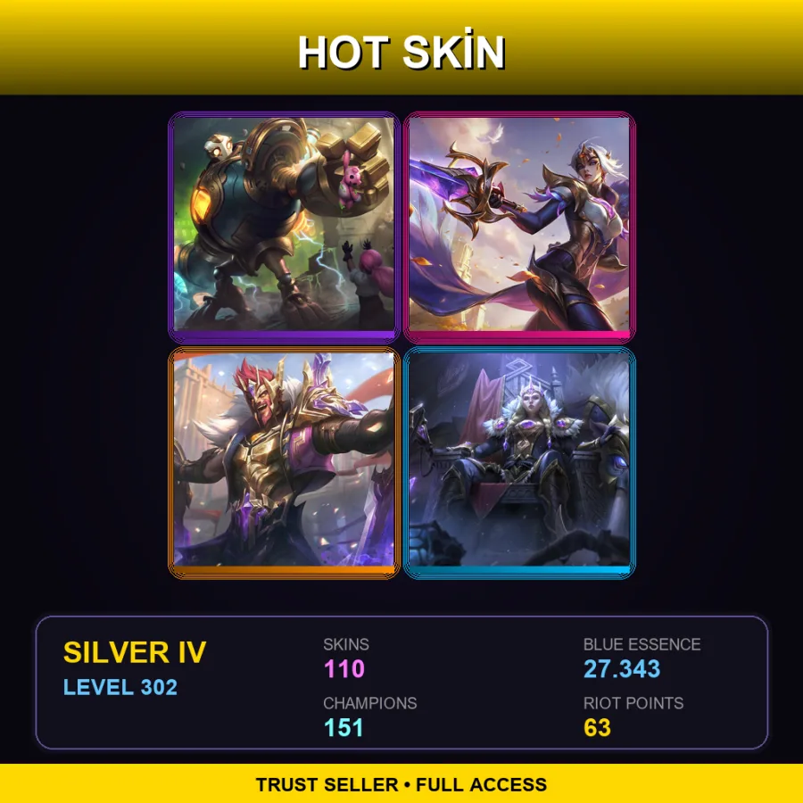TR | Lv302 | Silver IV | 110 Skin | 151 Champ