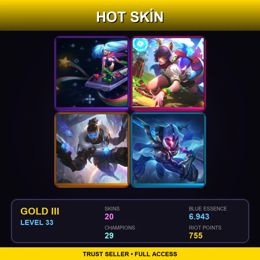 NA | Lv33 | Gold III | 20 Skin | 29 Champ — LoL account