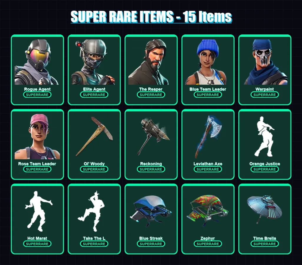 [PC/XBOX/PSN] | Rogue Agent | Elite Agent | The Reaper | Blue Team Leader | Warpaint | 38 skin | 50 pickaxe | 47 emote | 61 glider | Lv924 — Fortnite account
