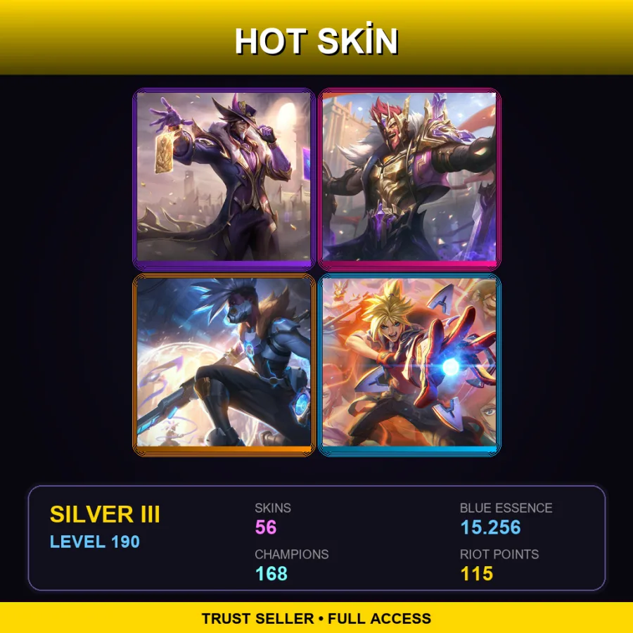 BR | Lv190 | Silver III | 56 Skin | 168 Champ — LoL account
