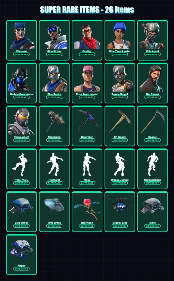 [PC/XBOX/PSN] | Warpaint | Blue Striker | Prodigy | Blue Team Leader | Elite Agent | 134 skin | 103 pickaxe | 146 emote | 103 glider | Lv1485 — Fortnite account