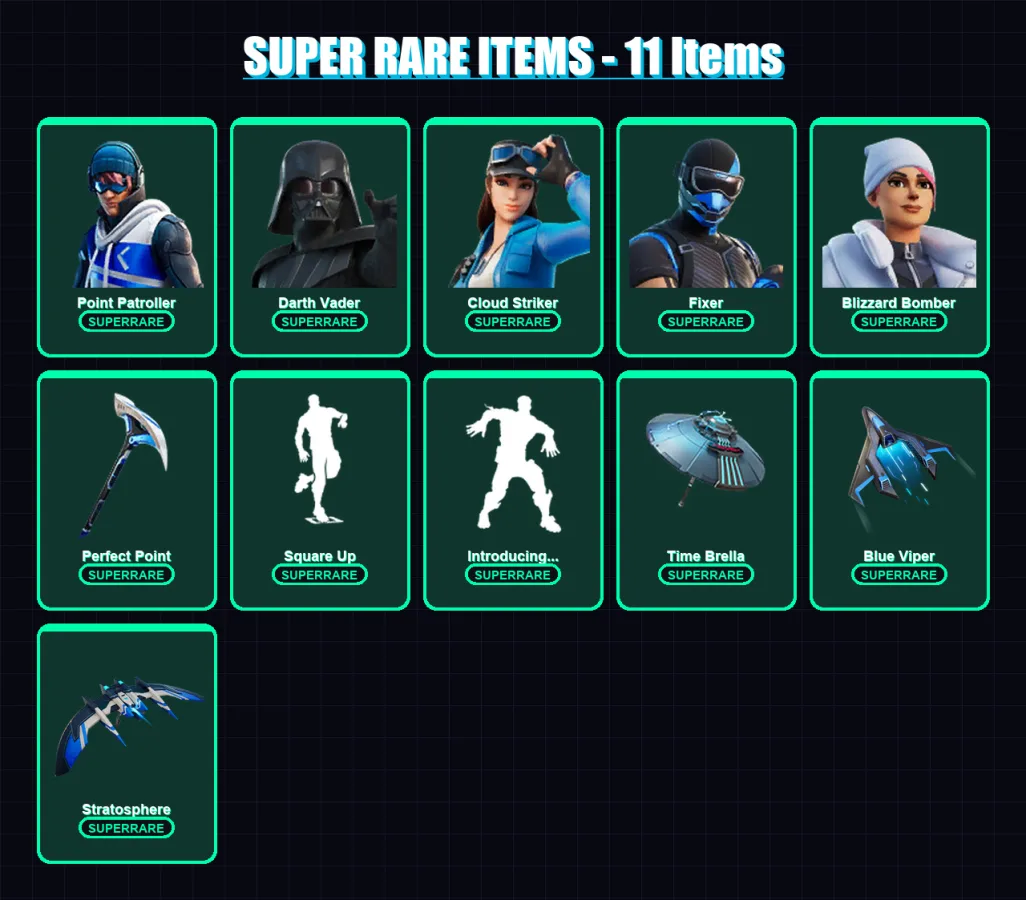 [PC/PSN] | Point Patroller | Darth Vader | Cloud Striker | Fixer | Blizzard Bomber | 136 skin | 156 pickaxe | 125 emote | 140 glider | Lv2205