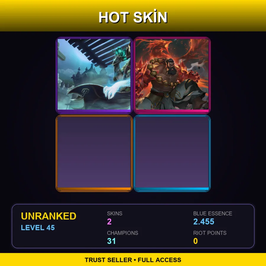 LAS | Lv45 | Unranked | 2 Skin | 31 Champ — Unranked / Smurf League of Legends