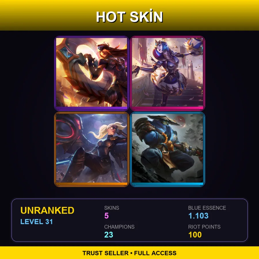 EUNE | Lv31 | Unranked | 5 Skin | 23 Champ — LoL account