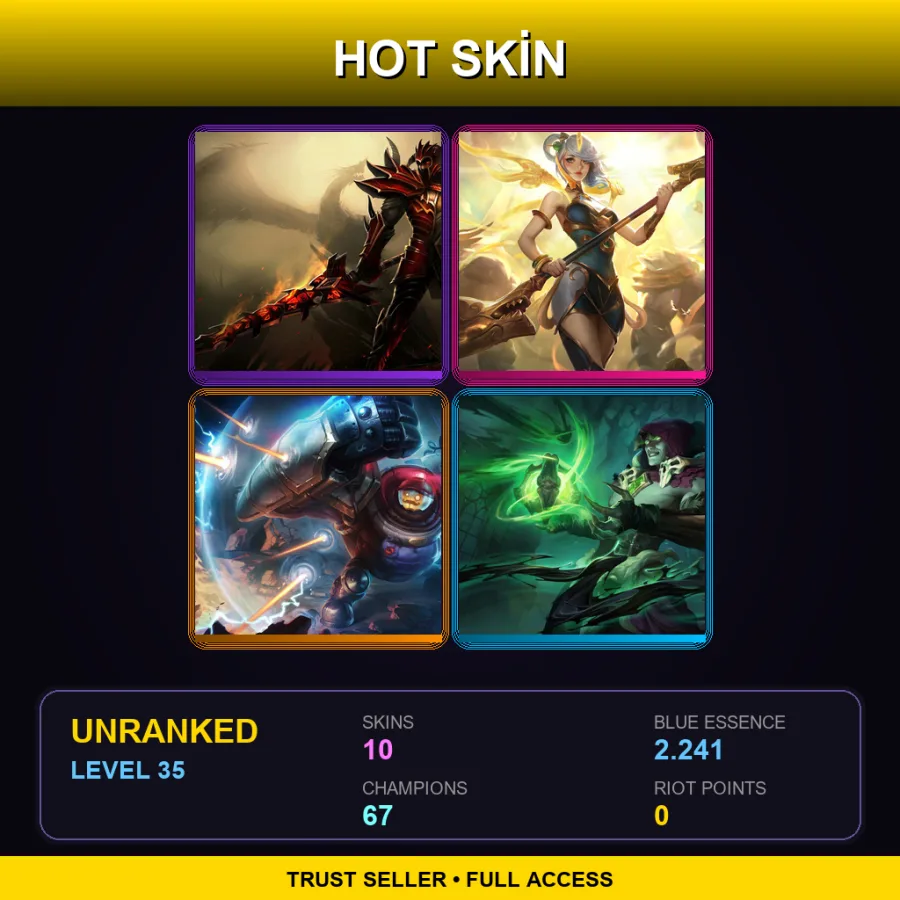 LAN | Lv35 | Unranked | 10 Skin | 67 Champ with Alistar