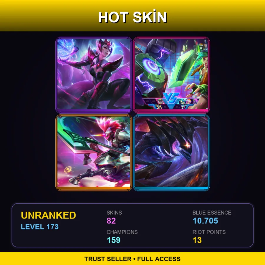 EUW | Lv173 | Unranked | 82 Skin | 159 Champ — LoL account