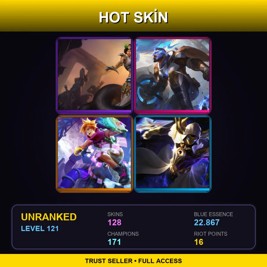 TW | Lv121 | Unranked | 128 Skin | 171 Champ — Dj Sona