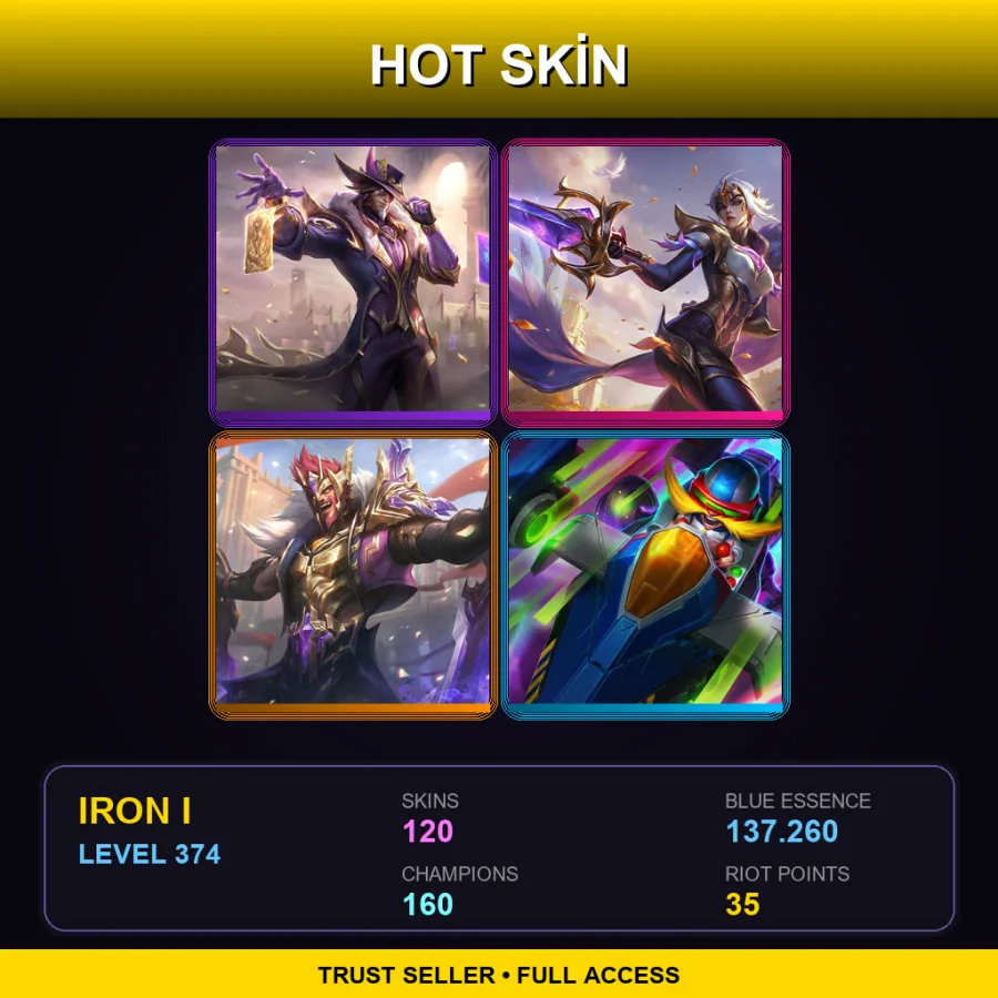 LAN | Lv374 | Iron I | 120 Skin | 160 Champ