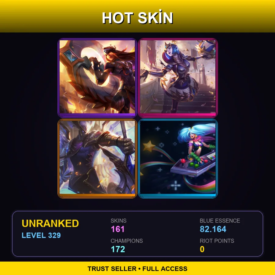 SG | Lv329 | Unranked | 161 Skin | 172 Champ — Unranked / Smurf League of Legends