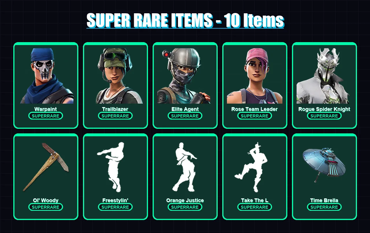 [PC/PSN] | Warpaint | Trailblazer | Elite Agent | Rose Team Leader | Rogue Spider Knight | 110 skin | 98 pickaxe | 105 emote | 93 glider | Lv1066 — Fortnite account