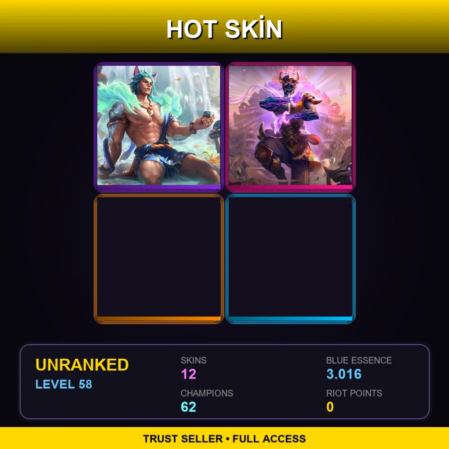 SG | Lv58 | Unranked | 12 Skin | 62 Champ