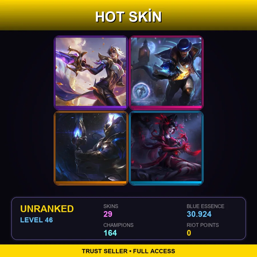 SG | Lv46 | Unranked | 29 Skin | 164 Champ