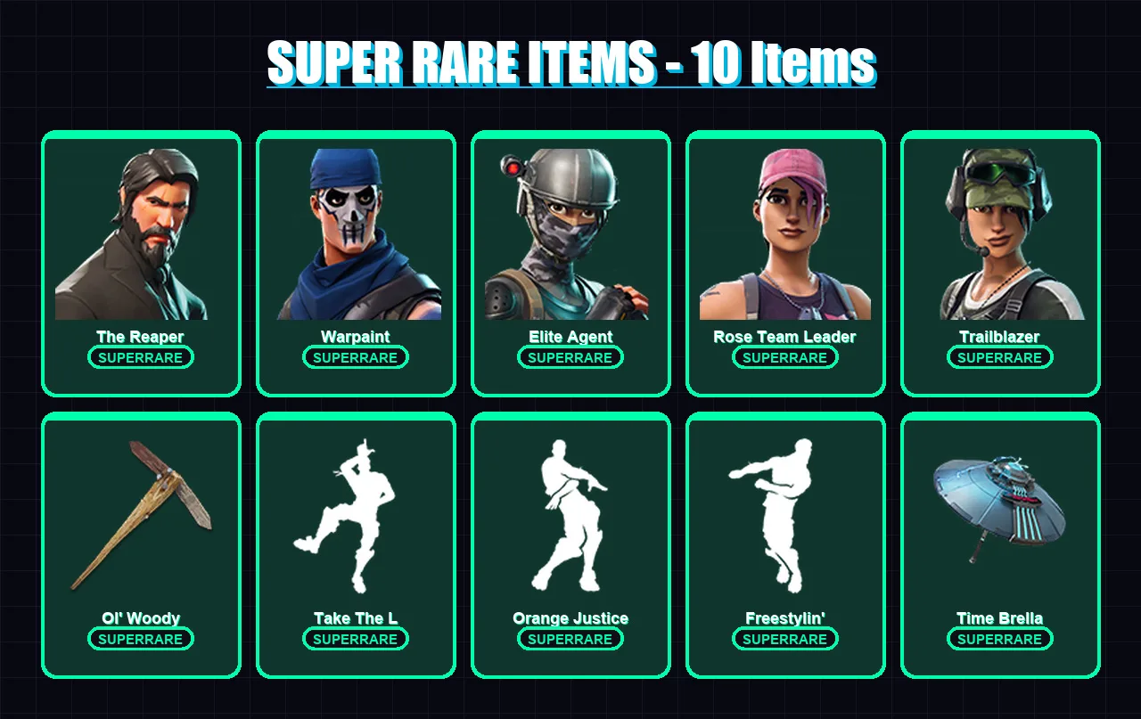 [PC/PSN] | The Reaper | Warpaint | Elite Agent | Rose Team Leader | Trailblazer | 131 skin | 196 pickaxe | 151 emote | 155 glider | Lv2550