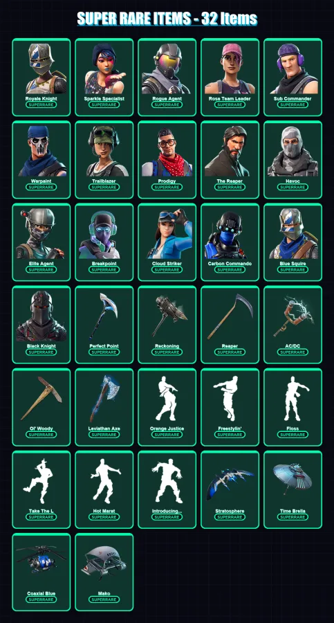 [PS4/PS5/XBOX/PC] | Royale Knight | Sparkle Specialist | Rogue Agent | 132 skin | Lv1127 — Fortnite account