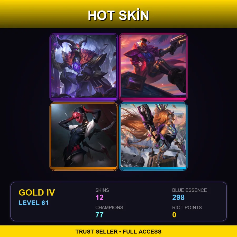 EUW | Lv61 | Gold IV | 12 Skin | 77 Champ
