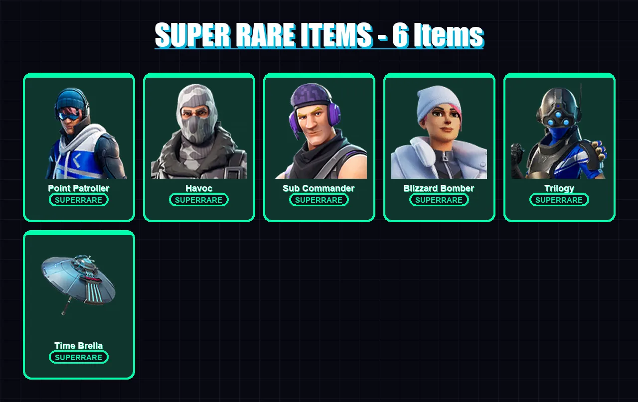 [PS4/PS5/XBOX/PC] | Point Patroller | Havoc | Sub Commander | Blizzard Bomber | Trilogy | 13 skin | 12 pickaxe | 13 emote | 19 glider | Lv287 — Fortnite account