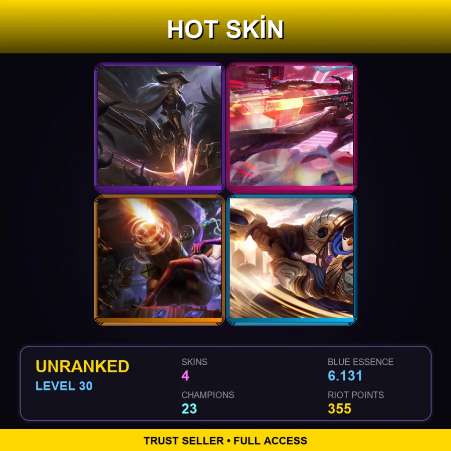 SG | Lv30 | Unranked | 4 Skin | 23 Champ — LoL account