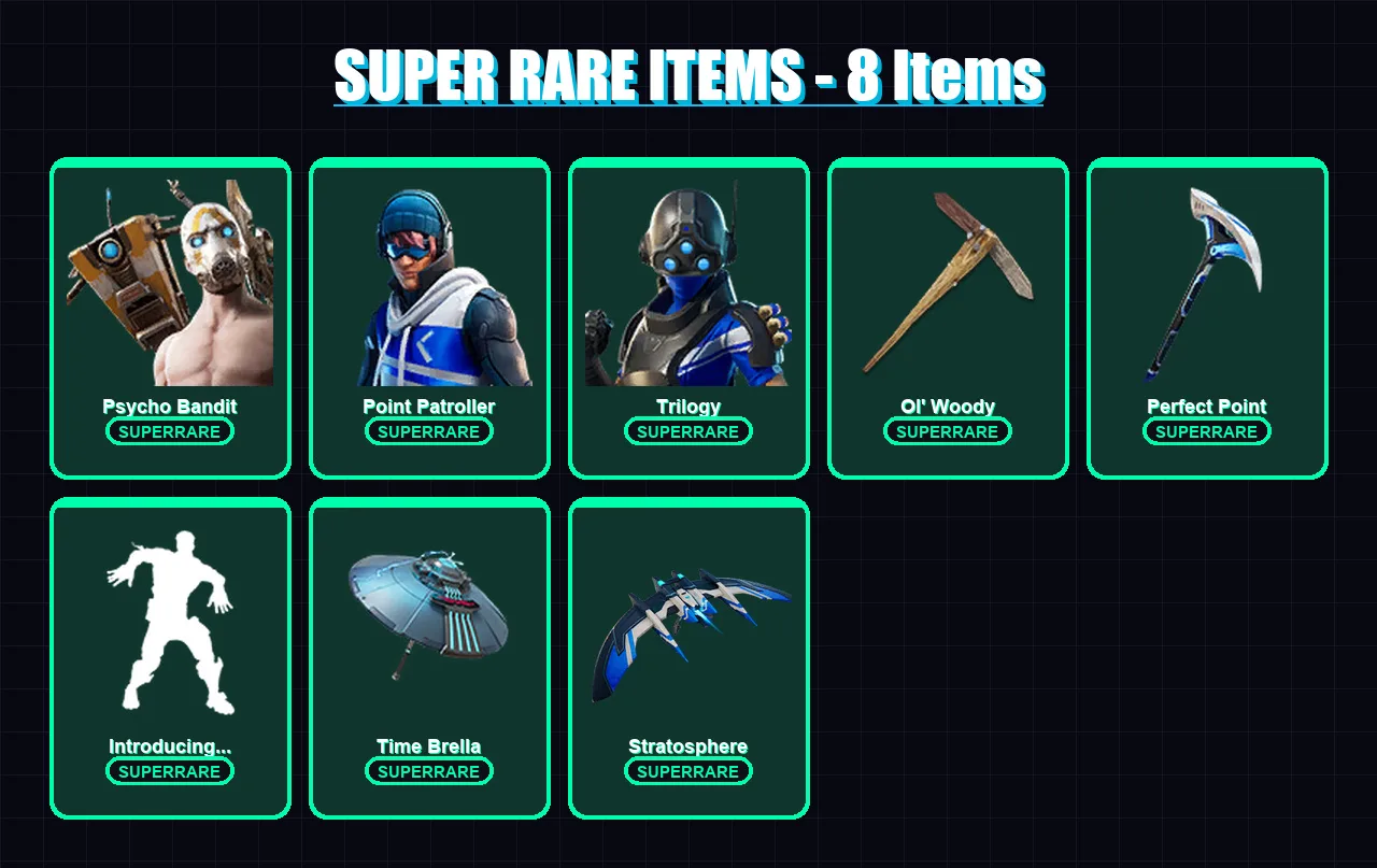 [PS4/PS5/XBOX/PC] | Psycho Bandit | Point Patroller | Trilogy | Midas | Omegarok | 62 skin | 139 pickaxe | 80 emote | 107 glider | Lv2509