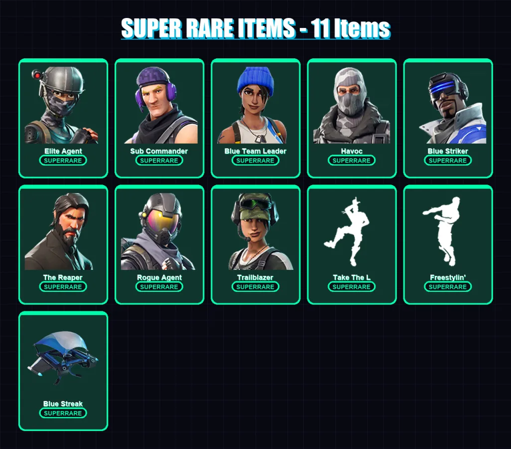 [PS4/PS5/XBOX/PC] | Elite Agent | Sub Commander | Blue Team Leader | Havoc | Blue Striker | 14 skin | 15 pickaxe | 22 emote | 26 glider | Lv484 — Fortnite account