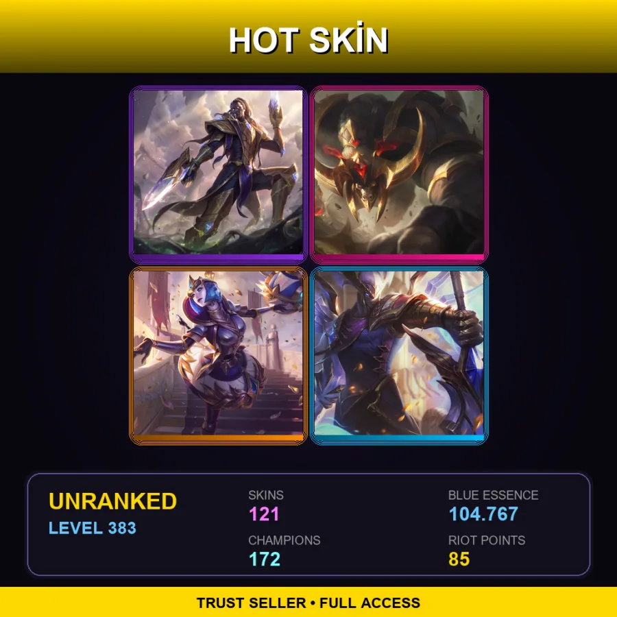 EUW | Lv383 | Unranked | 121 Skin | 172 Champ